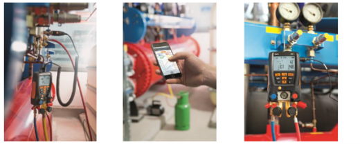 Przykładowe zastosowanie Elektroniczne oprawy zaworowe testo 550 i&nbsp;testo 557 Bluetooth  